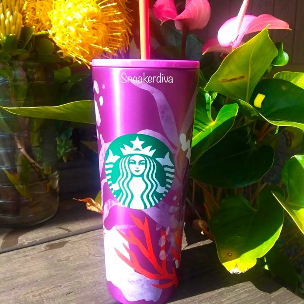 🌈🌟Starbucks purple Plum Coral Reef stainless  cold cup tumbler🌟🌈